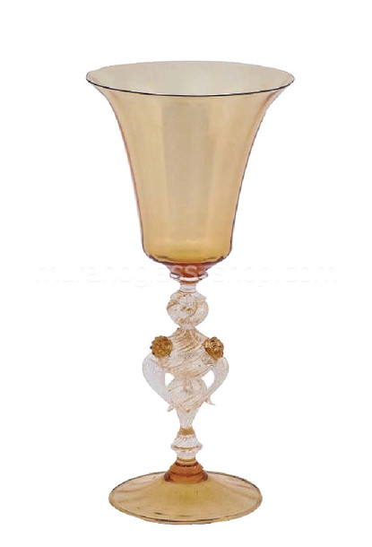 Cristal de Murano 5470, beber de cristal de Murano de color ámbar decoradas
