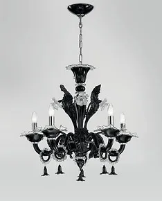 Negro y araña de cristal de seis luces de