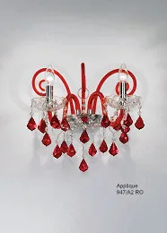 Applique rojo estilo bohemio de cristal