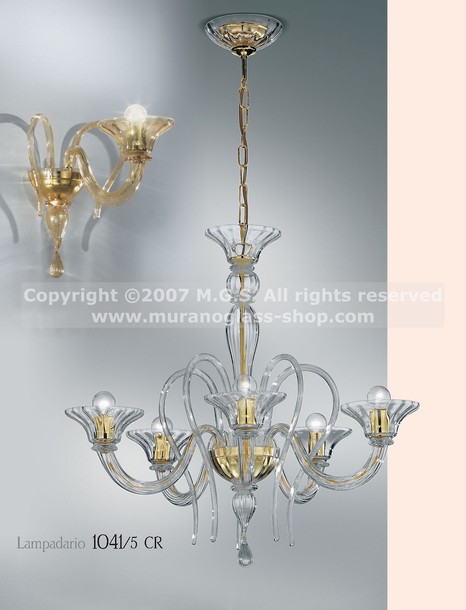Chandelier Guibet, De oro cinco lámparas de luz decoración
