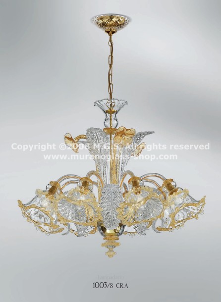 Serie 1003 Araña, Araña de cristal de cinco luces con la decoración de ámbar
