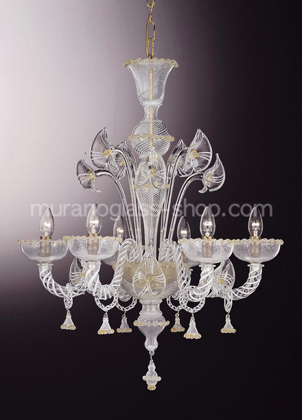 Lámpara de filigrana, Araña de filigrana de oro con la decoración de cinco luces de