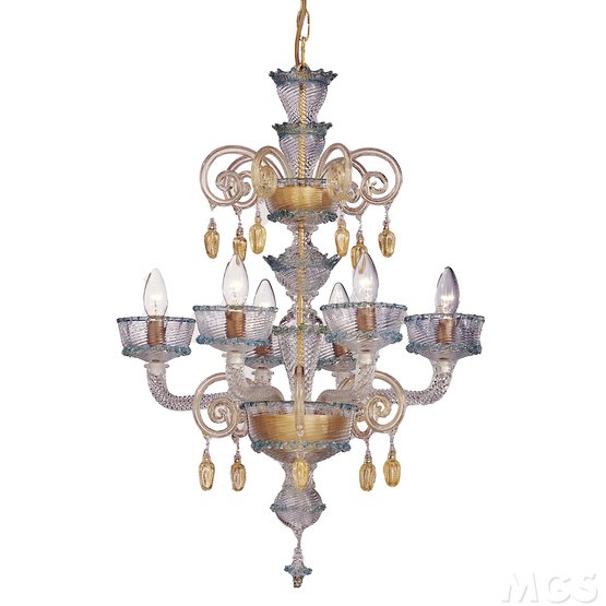 Francia Lámpara, decoración de la lámpara del oro en seis luces