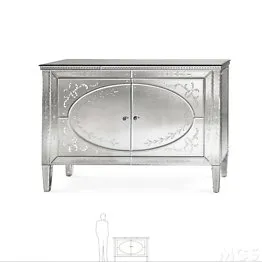 Credenza de dos puertas con grabados artísticos
