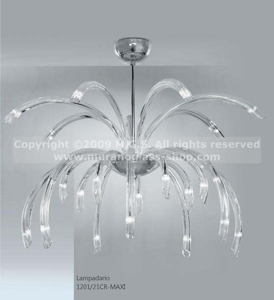 Lámparas serie 1201, Araña de luces de la decoración de vidrio ámbar, en veintiún