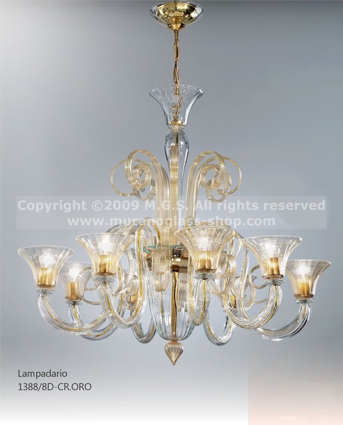 Lámpara Sambonet, Araña de cristal de oro a las ocho de la decoración de las luces