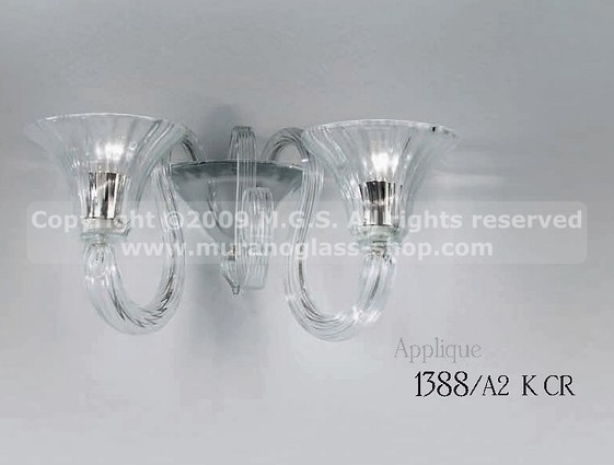 Applique 1388, Aplique de oro 24k decoración de cristal con dos luces de