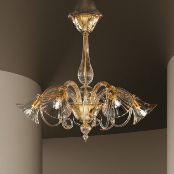 Araña Venier, Araña de cristal de cinco luces de la decoración de oro
