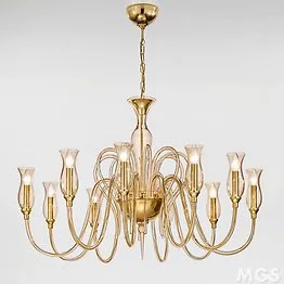 Candelabro moderno con decoración en ámbar a diez luces