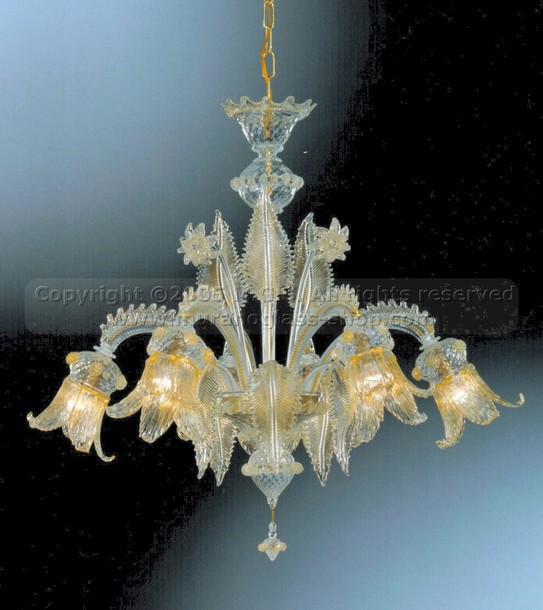 Araña de la serie 105, Araña de cristal Baloton con la decoración de 24 quilates de oro en seis semáforos.