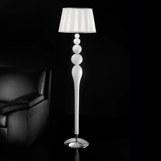 Lámpara de pie 1423, Blanco lechoso y la lámpara de suelo de cristal