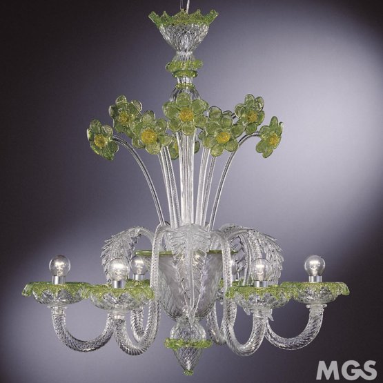 Lámpara Toso, Cristalinas de la lámpara detalles verdes