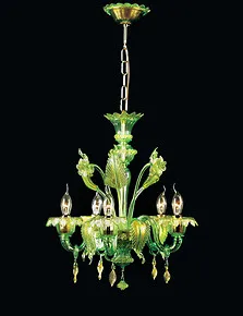 Candelabro de cinco luces en verde oro