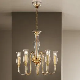 Candelabro con decoración en ámbar a cinco luces
