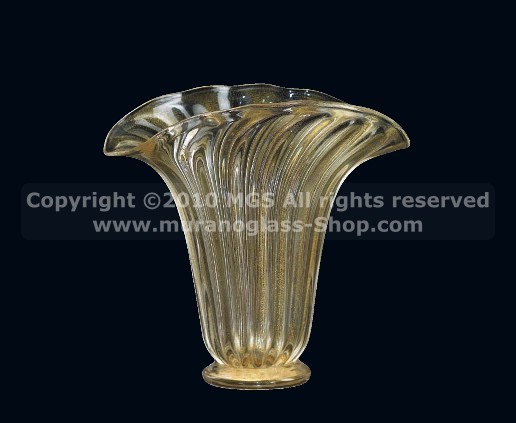 Floreros decorados en oro 24k clásico, Jarrón de cristal con adornos de oro