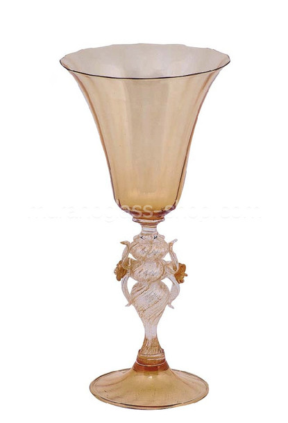 Cristal de Murano 5481, beber de cristal de Murano de color ámbar decoradas