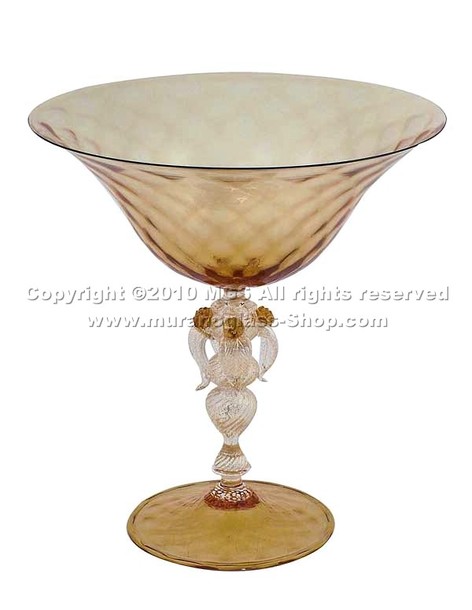 Murano taza 5475, Tazón de fuente de cristal de Murano y ámbar