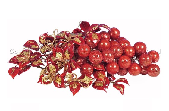 Racimo de uvas sopladas con rama florida., Racimo de uva con flor de rama soplada