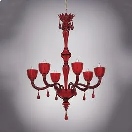Lámpara de araña roja de seis luces