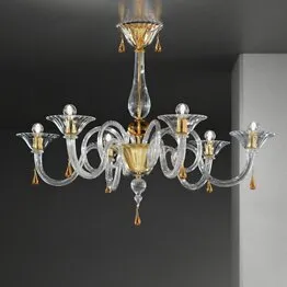 Araña de cristal con seis luces y ámbar