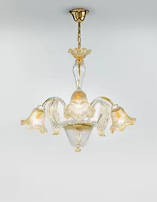 Cinco luces de araña de cristal y de oro 24k