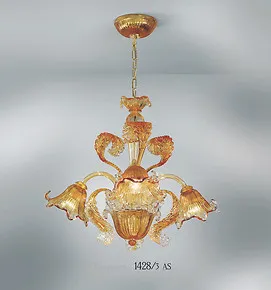 1428 lámpara de araña, 6 luces de color ámbar sumergida