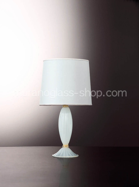 Lámpara de mesa de Murano, Lámpara de mesa en seda de color oro