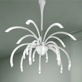 Araña, 21 luces, color blanco leche