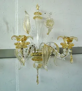 Applique serie cristalina de Roma y oro con dos luces