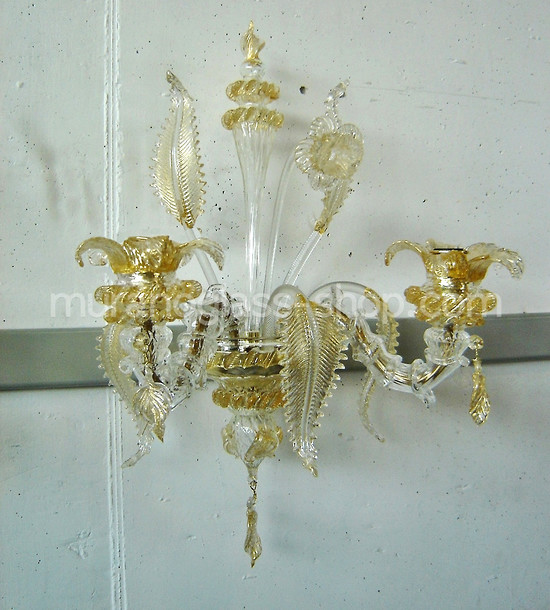 Aplique de pared Serie Roma, Applique serie cristalina de Roma y oro con dos luces