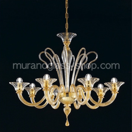 Araña Koons, Lámpara con seis luces de la decoración de cristal de oro