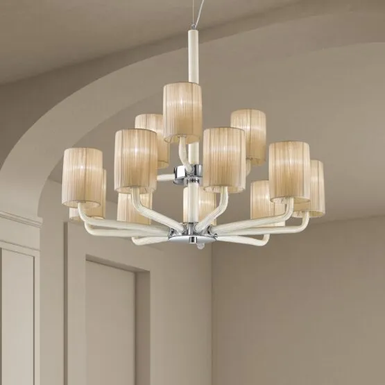 Can Can Chandelier, Lámpara con las pantallas en color del océano
