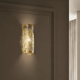 Aplique de pared en cristal y oro 24k