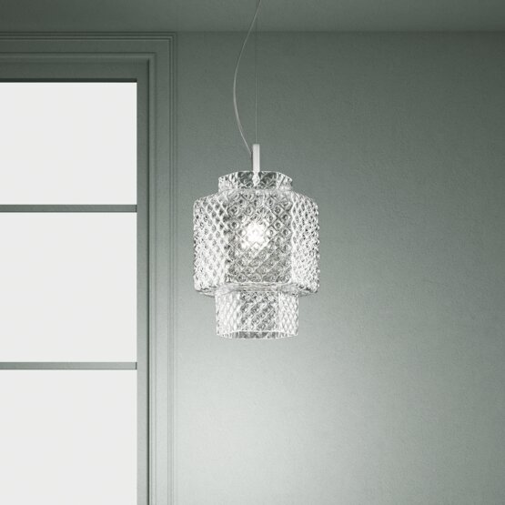 Lámpara colgante Casa Blanca, Lámpara suspendida de cristal