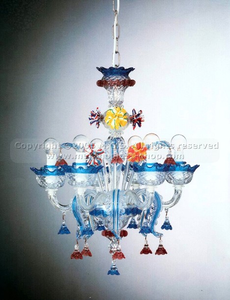 Mignon Murano lámparas de la serie 307, Lampadario a sei luci.