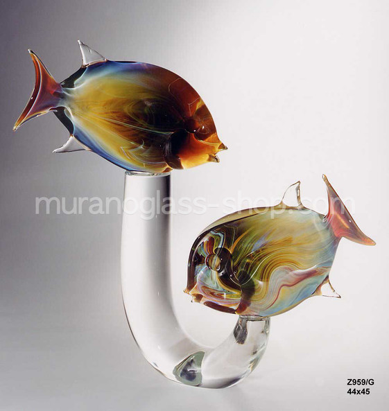 Cristal calcedonia peces, Par de U cristal a base de pescado