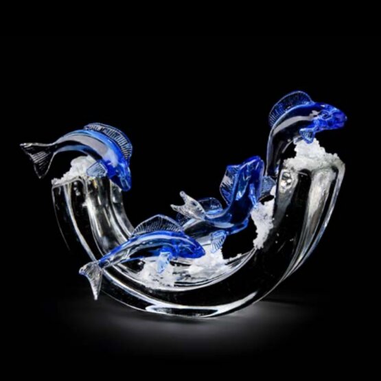Pescado en ola, Ola de cristal con pescado azul