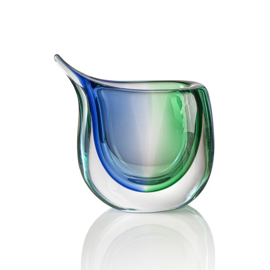 Florero de mar, Copa de cristal verde y azul