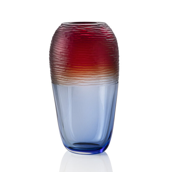 Florero bicolor, Florero de cristal forjado azul y rojo