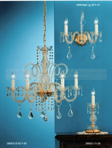 Candelabros de Bohemia serie 3900, Tipo de araña de cristal de Bohemia de iluminación cinco