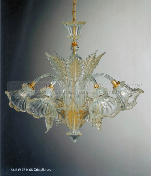 Classic Araña 51, Araña de cristal de cinco luces de la decoración de oro.