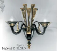 Lámparas de pared con dos luces, negro, oro 24k, de metal dorado.