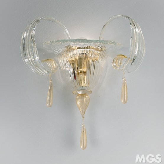 Lámpara de pared Gocce, Applique 24k decoración de cristal de oro