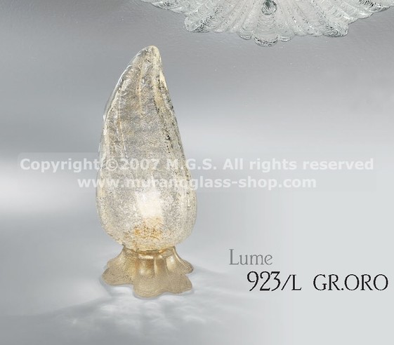 Tabla lámparas de la serie 923, Lume disparo en cristal y oro de 24k