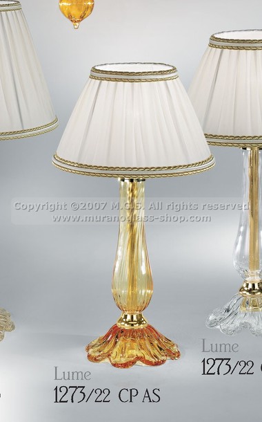lámparas de mesa serie de Murano 1273, Decoración de luz de color ámbar sumergida