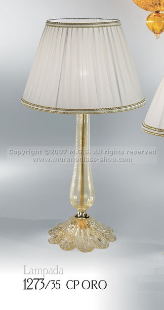 lámparas de mesa serie de Murano 1273, Lámpara de cristal de mesa decoración en oro de 24k