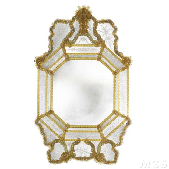 Espejo Albrizzi, Decoraciones de espejo de estilo veneciano en color ámbar.