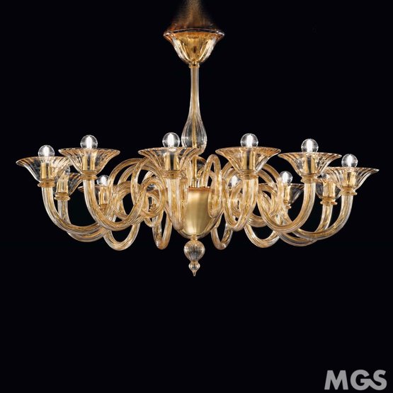 Lámpara Asti, Araña de cristal de color ámbar a las ocho de la decoración de las luces