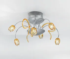 Techo decoración ámbar claro a las seis de luces