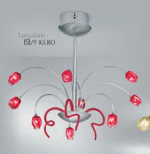 Araña multicolor en metal con nueve luces